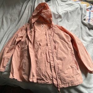 Lightweight Hooded Rain Jacket in Dusty Peach